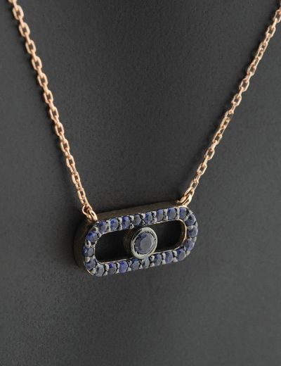 İris Safir 14 Ayar Rose Gold Kolye resmi