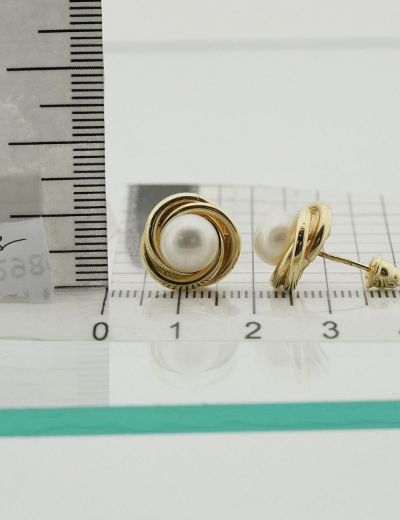 İnci Çivi Olimpiyat Altın Küpe-14 Ayar resmi