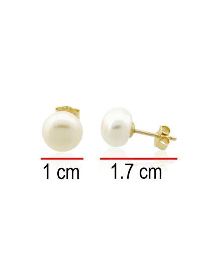 Klasik Top Altın İnci Küpe-14 Ayar resmi