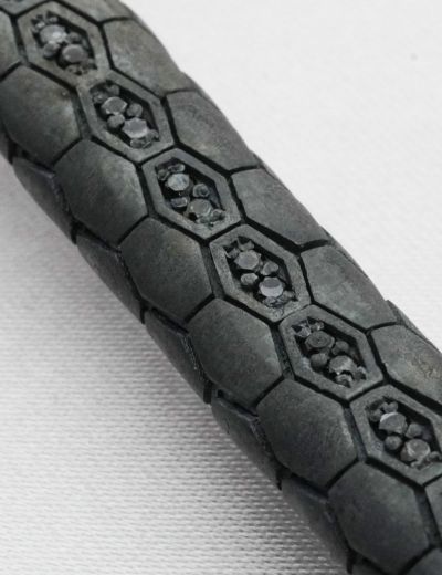 Siyah Pırlanta Geometrik Gümüş Erkek Bileklik resmi