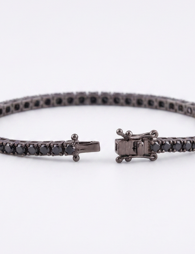 2.5ct Unisex Siyah Pırlanta Su Yolu Bileklik resmi