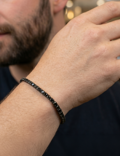2.5ct Unisex Siyah Pırlanta Su Yolu Bileklik resmi