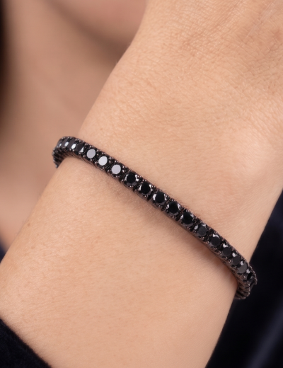 2.5ct Unisex Siyah Pırlanta Su Yolu Bileklik resmi