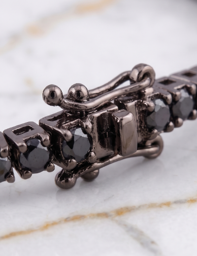 2.5ct Unisex Siyah Pırlanta Su Yolu Bileklik resmi