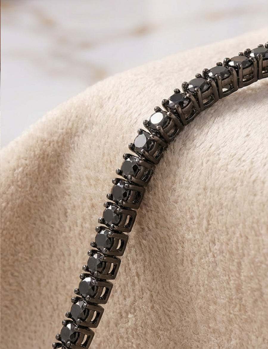 1.15ct Unisex Siyah Pırlanta Su Yolu Bileklik resmi