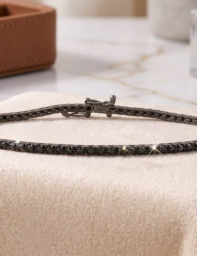 1.15ct Unisex Siyah Pırlanta Su Yolu Bileklik resmi
