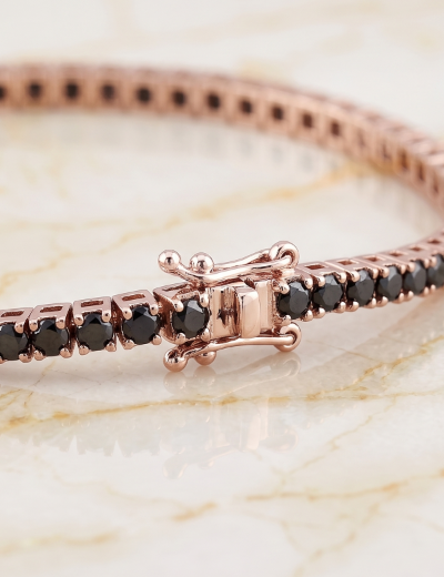 2.5ct Unisex Siyah Pırlanta Rose Altın Su Yolu Bileklik resmi