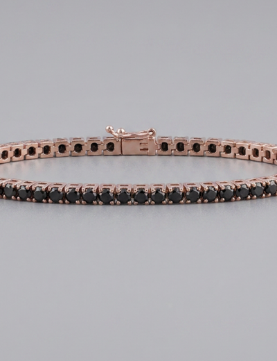 2.5ct Unisex Siyah Pırlanta Rose Altın Su Yolu Bileklik resmi