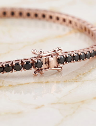 2.5ct Unisex Siyah Pırlanta Rose Altın Su Yolu Bileklik resmi
