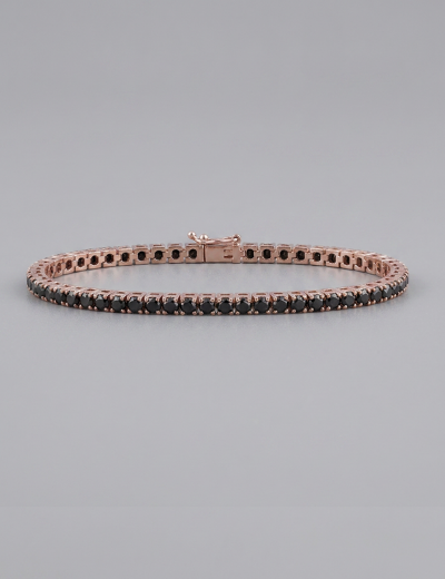 2.5ct Unisex Siyah Pırlanta Rose Altın Su Yolu Bileklik resmi