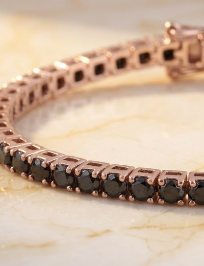 2.5ct Unisex Siyah Pırlanta Rose Altın Su Yolu Bileklik resmi