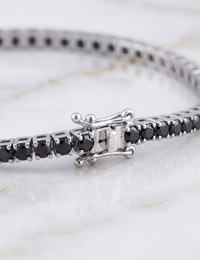2.50ct Unisex Siyah Pırlanta Su Yolu Bileklik resmi