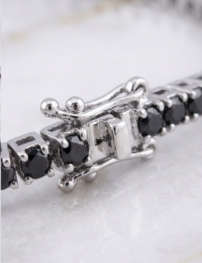 2.50ct Unisex Siyah Pırlanta Su Yolu Bileklik resmi