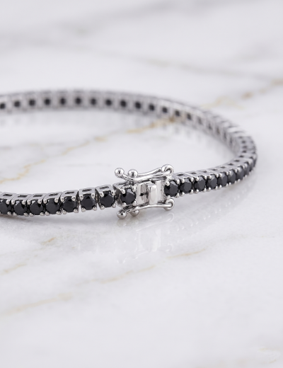 2.50ct Unisex Siyah Pırlanta Su Yolu Bileklik resmi