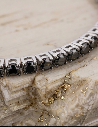 1.85ct Karat Unisex Siyah Pırlanta Su Yolu Bileklik