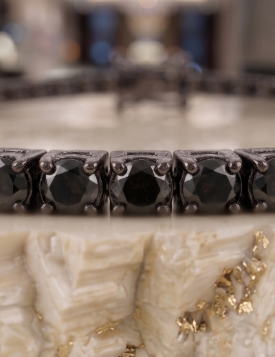 1.85ct Unisex Siyah Pırlanta Su Yolu Bileklik