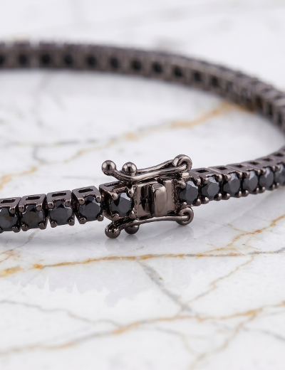 2.5ct Unisex Siyah Pırlanta Su Yolu Bileklik resmi