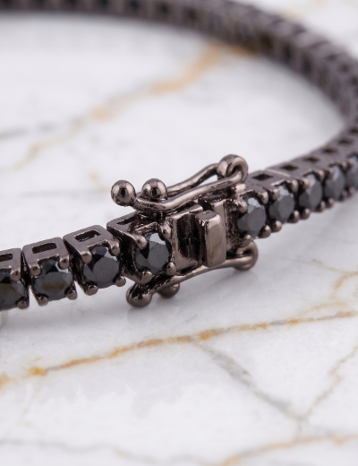 2.5ct Unisex Siyah Pırlanta Su Yolu Bileklik resmi