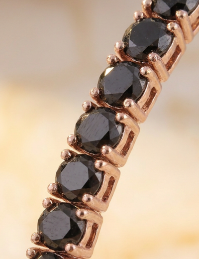 2.5ct Unisex Siyah Pırlanta Rose Altın Su Yolu Bileklik