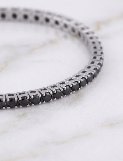 2.50ct Unisex Siyah Pırlanta Su Yolu Bileklik resmi