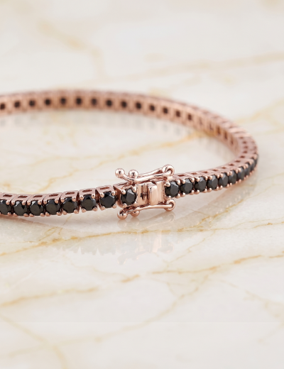2.5ct Unisex Siyah Pırlanta Rose Altın Su Yolu Bileklik resmi