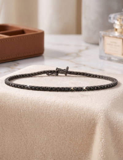 1.15ct Unisex Siyah Pırlanta Su Yolu Bileklik resmi