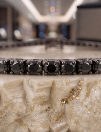 1.85ct Unisex Siyah Pırlanta Su Yolu Bileklik resmi