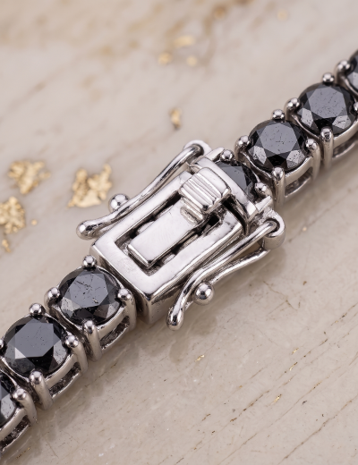 1.85ct Karat Unisex Siyah Pırlanta Altın Su Yolu Bileklik resmi