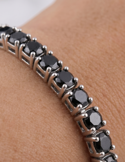 2.50ct Unisex Siyah Pırlanta Su Yolu Bileklik resmi