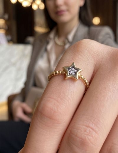 0.04 Karat Pırlantalı Yıldız Chocolate Yüzük PY1066 resmi