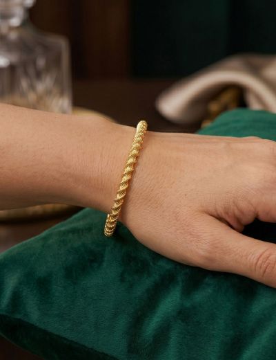Füzyon Kalem Burgulu 22 Ayar Altın Kelepçe-7mm resmi