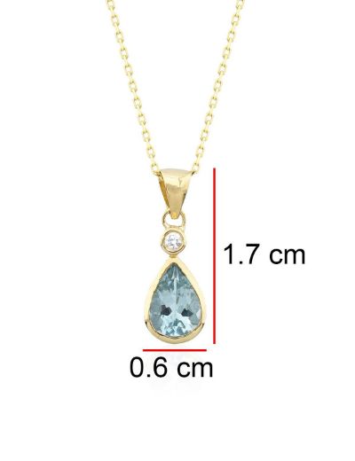 Akuamarin Damla Tektaş Kolye resmi