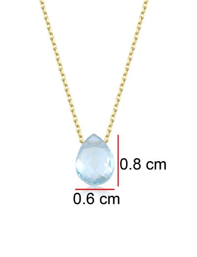 Akuamarin Damla Taşlı Kolye
