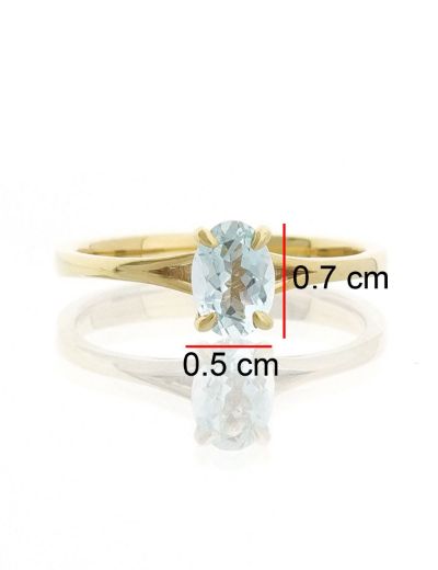 Aqua Marine Oval Tektaş Yüzük resmi