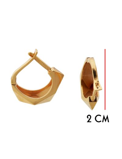 Geometrik Yüzey J Klipsli 22 Ayar Altın Küpe