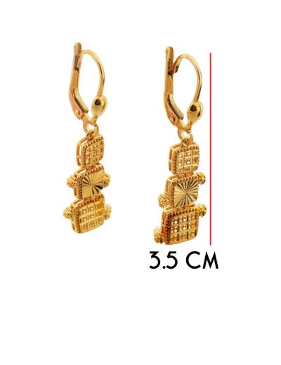 Kare Mozaik Yüzey 22 Ayar Altın Küpe