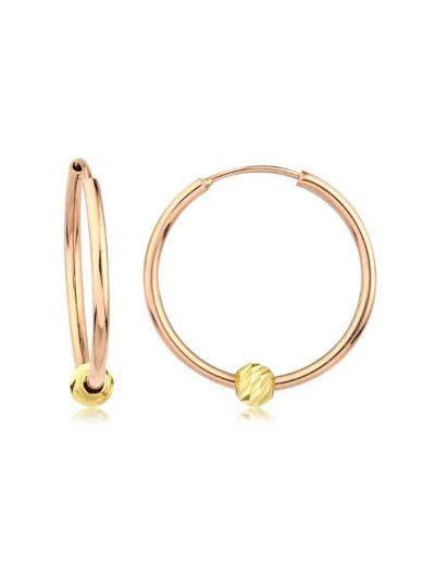 Dorikalı Pembe Altın Halka Küpe (Çapı: 2.1cm)