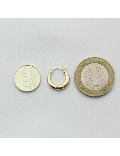 Çift Kalp Küçük Altın Küpe (Çap: 1.4cm) resmi