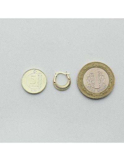 Yelpaze Motifli Minik Altın Küpe (Çap:1.2cm)