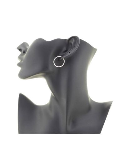 Yıldız Kalemli Beyaz Altın Halka Küpe (Çapı: 2.2cm) resmi