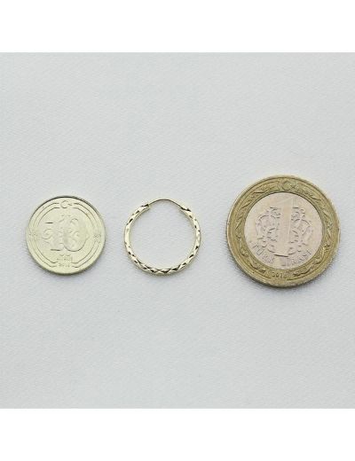 Yıldız Kalemli Altın Halka Küpe (Çapı: 1.80cm)