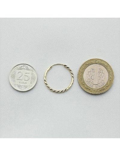 Yelpaze Kalemli Altın Halka Küpe (Çapı: 2.20cm) resmi