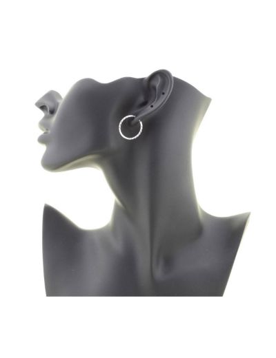 Yelpaze Kalemli Beyaz Altın Halka Küpe (Çapı: 2.20cm) resmi