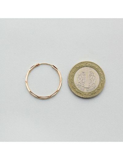 Pembe Altın Kalem İşli Halka Küpe (Çapı: 2.6 cm) resmi