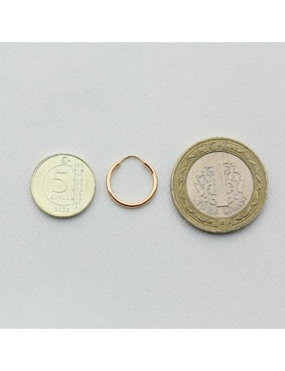 Pembe Altın Minik Halka Küpe (Rose Gold - Çap: 1.5cm) resmi