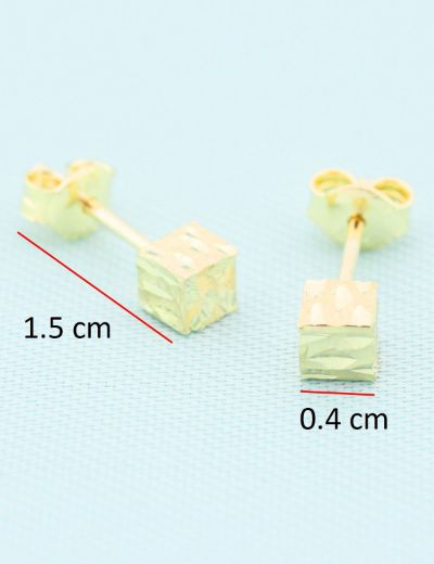 14 Ayar Altın Kare Top Küpe resmi