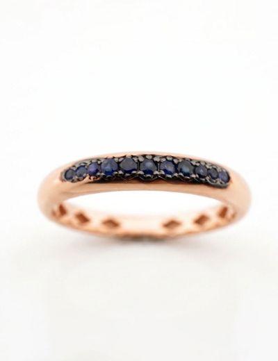 Yarım Tur Süzme Doğal Safir Yüzük - Rose Gold resmi