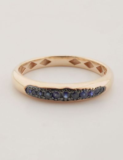 Yarım Tur Süzme Doğal Safir Yüzük - Rose Gold resmi