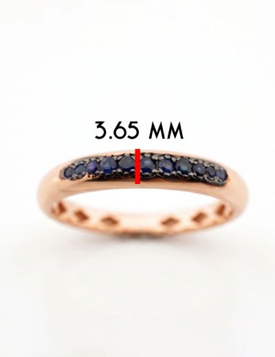 Yarım Tur Süzme Doğal Safir Yüzük - Rose Gold resmi