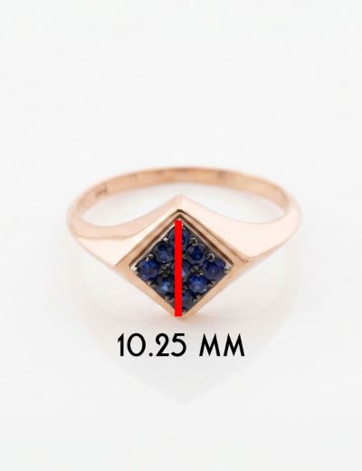 Kare Çapraz Doğal Safir 14 Ayar Altın Yüzük - Rose Gold resmi